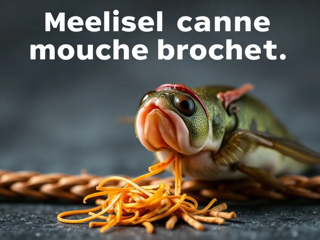 Gros plan sur une canne à mouche soie 8 posée sur une caisse de rangement avec des streamers colorés, en bord de lac calme