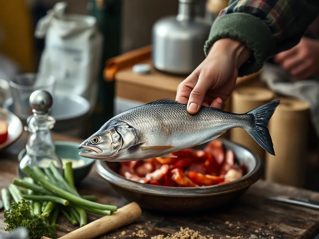 Pêcheur en rivière tenant une canne à saumon courbée sous la tension d'un poisson puissant dans un décor de forêt boréale