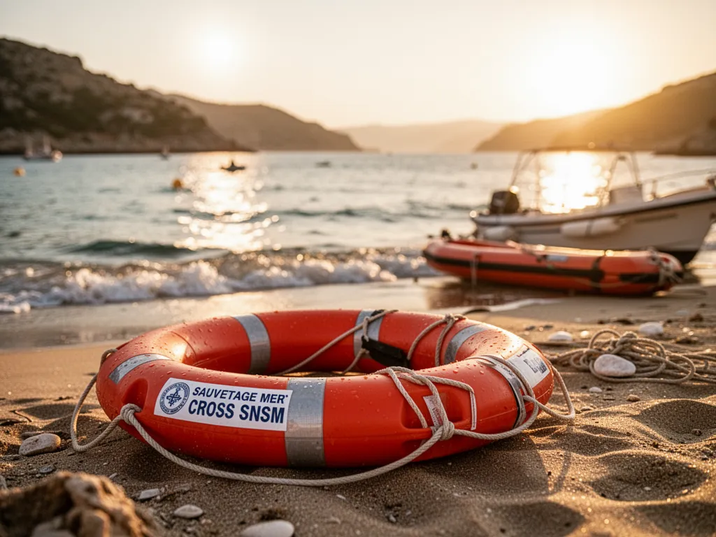 Vedette orange de la SNSM fendant une mer agitée avec un équipage en gilets de sauvetage