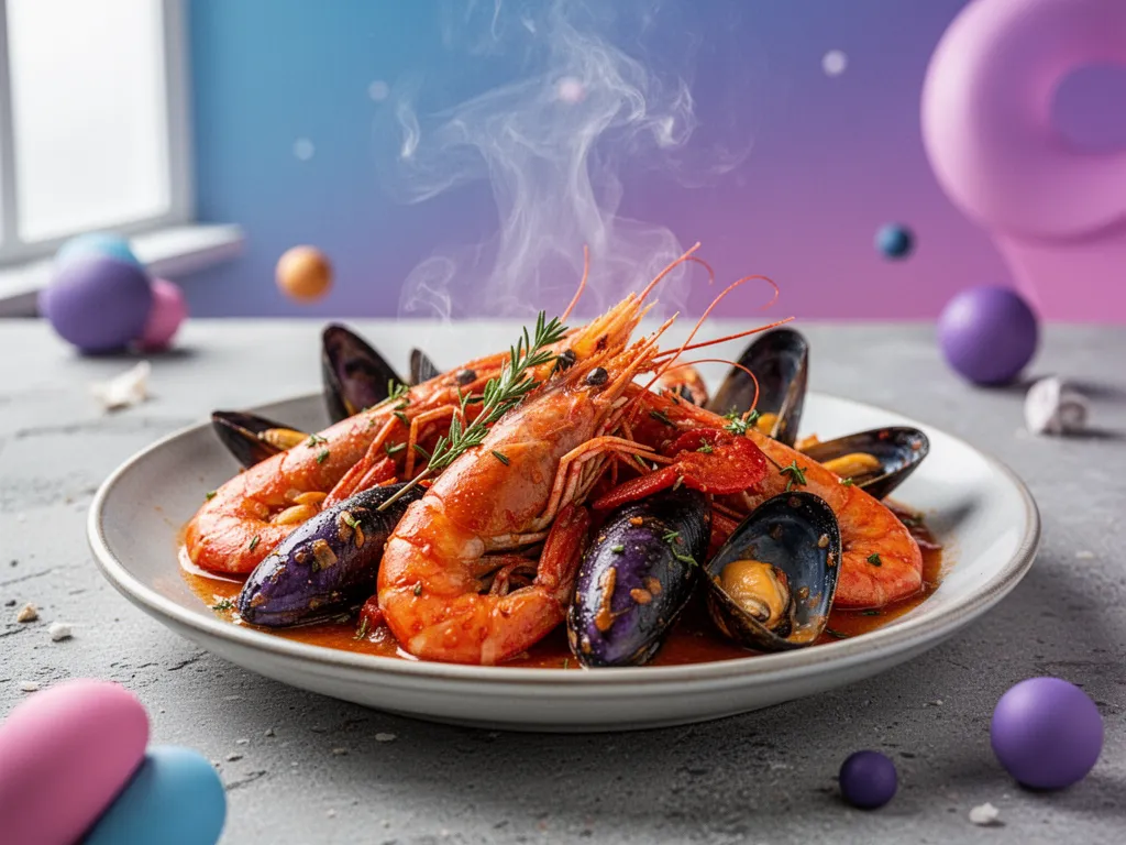 Port de pêche coloré avec barques et filets au premier plan